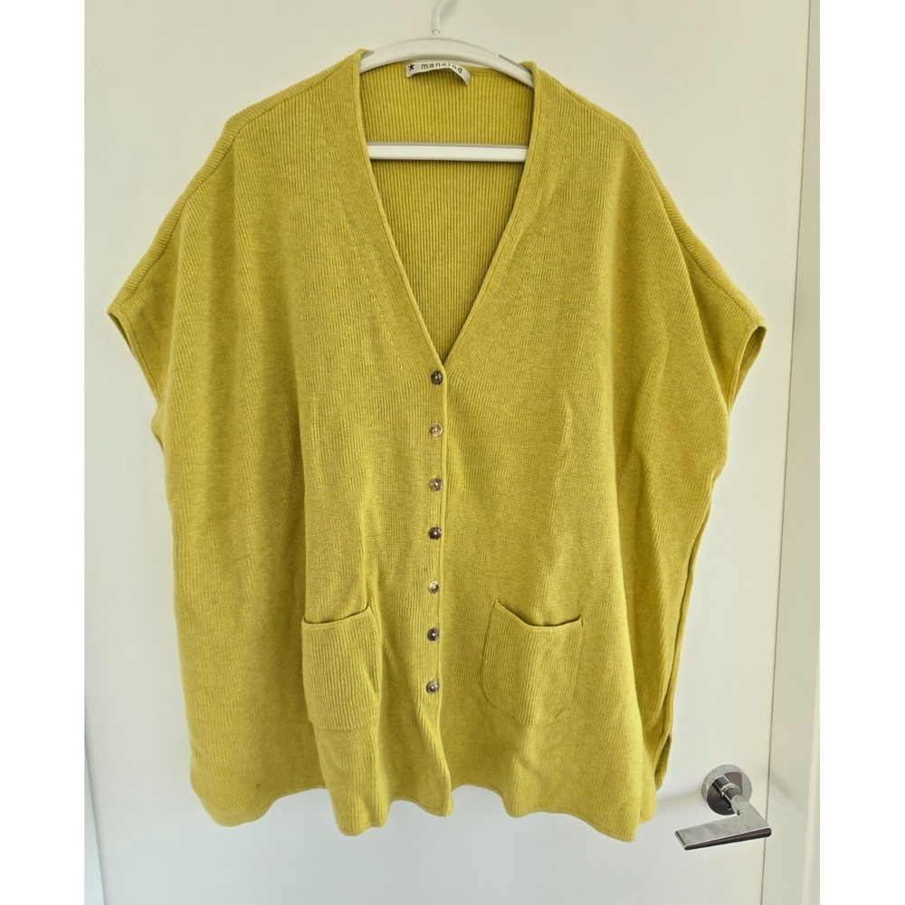 Mansted Sweater Cardigan Knit Button Up Mustard Yellow Old Money Quiet Luxury - Picture 1 of 16